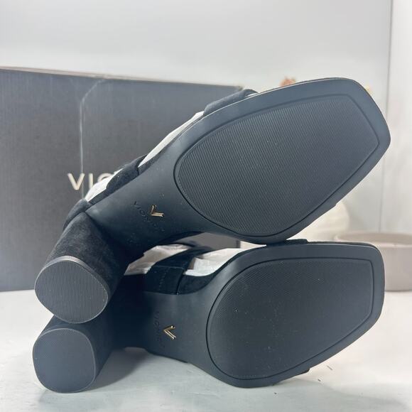 Vionic Marsanne Heeled Sandals Suede Black I8676T2002 Women's 9 Wide Tried On - Picture 8 of 10